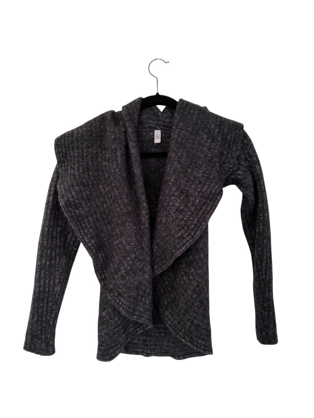 Women’s Dark Gray Open-Front Ribbed Sweater Cardigan